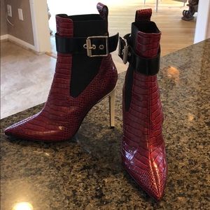 Rag & Bone NEW Wren Boots/Booties Red Croco Sz 38